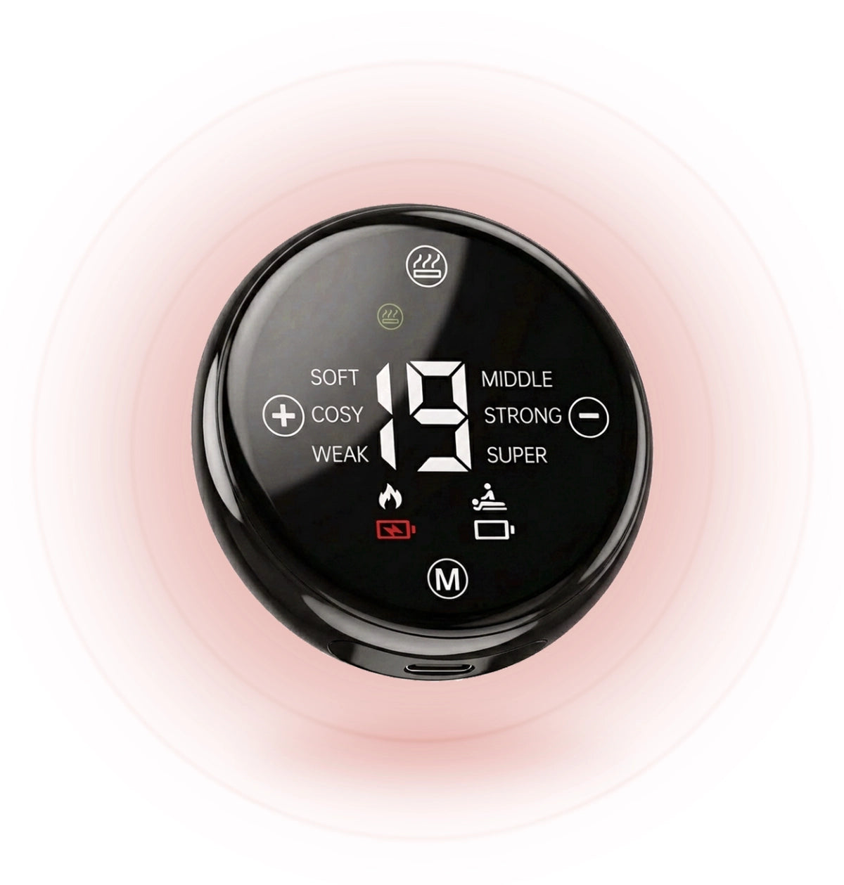 PawMoves Restore magnetic controller for pet massage wrap with LCD display showing mode and intensity settings