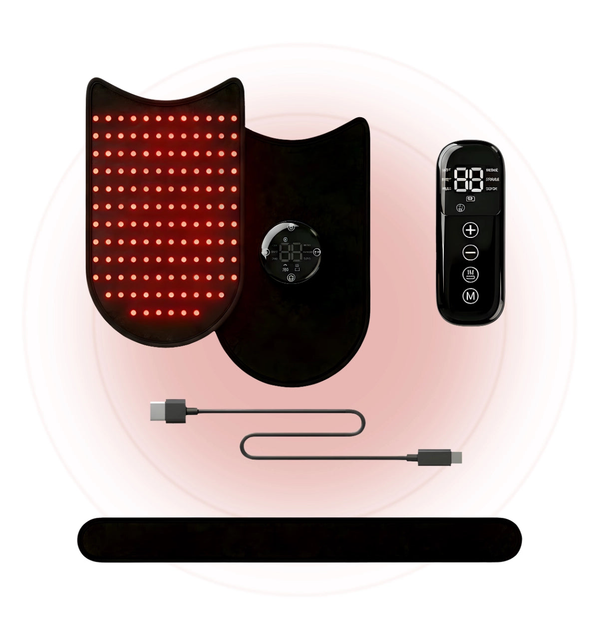 PawMoves Restore red light and massage wrap for pets complete set including wrap, magnetic controller, remote, USB-C cable and strap
