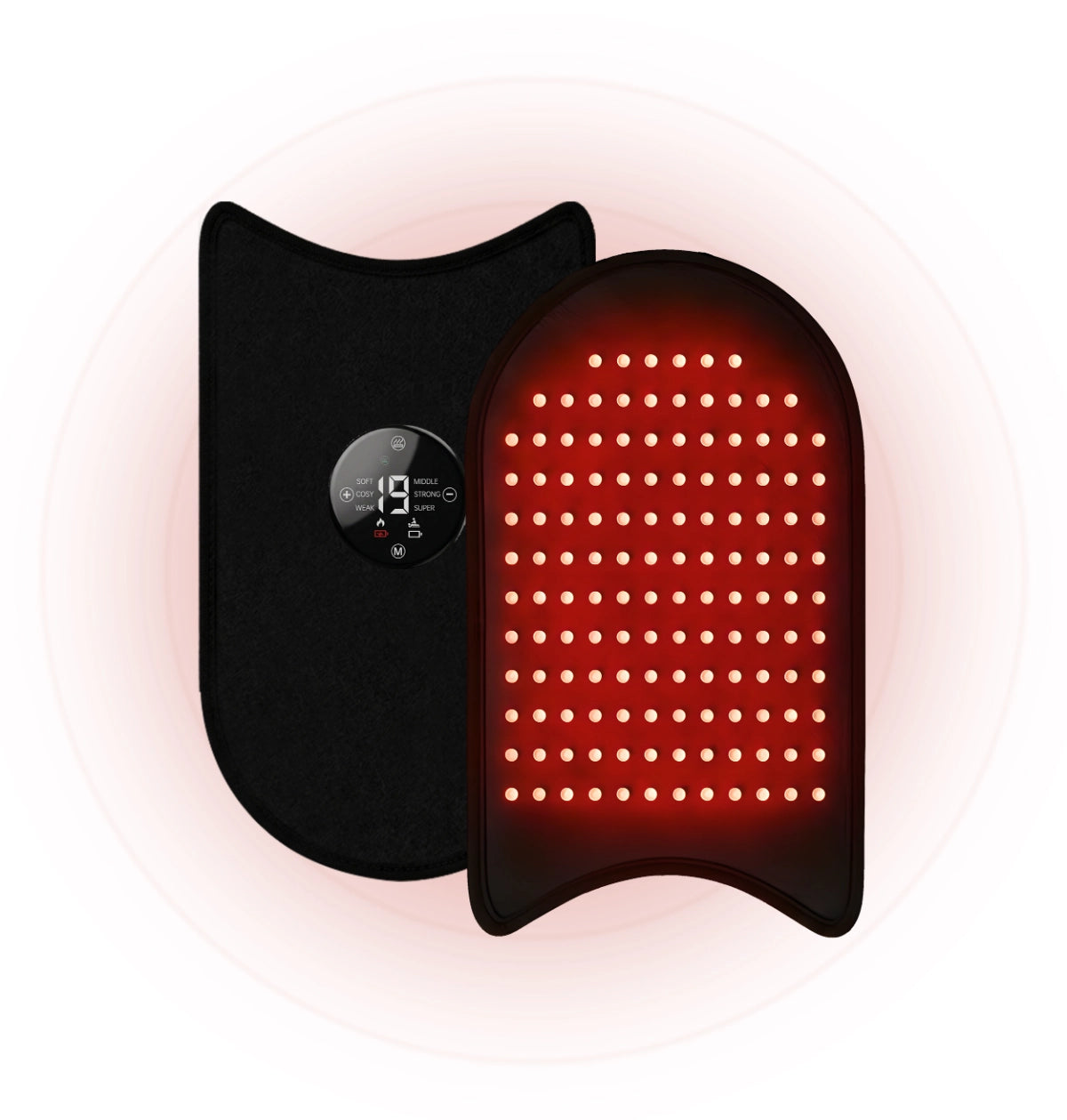 awMoves Restore red light and massage wrap for pets showing front felt surface and back LED panel